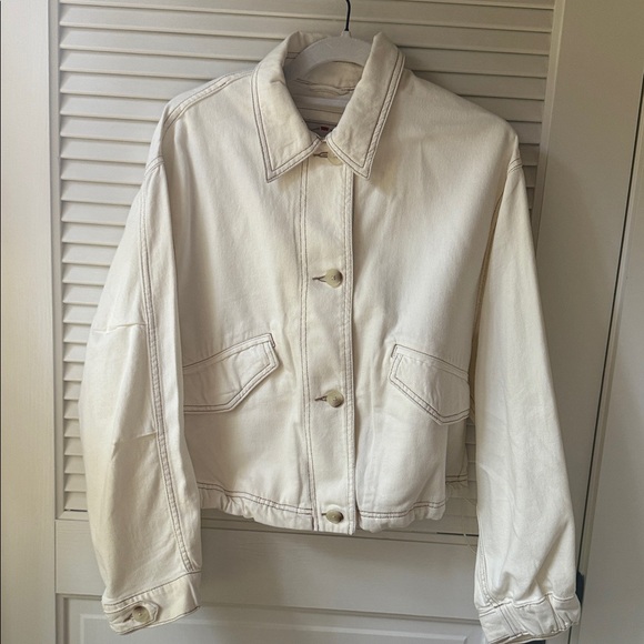 Levi Cropped Denim Cream Chore Jacket - Picture 2 of 4